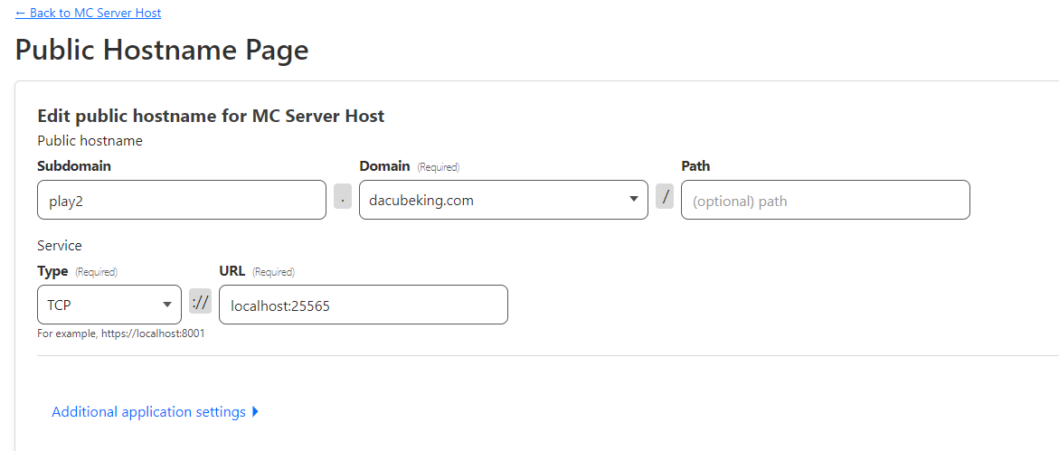 Adding a public hostname for our mc server