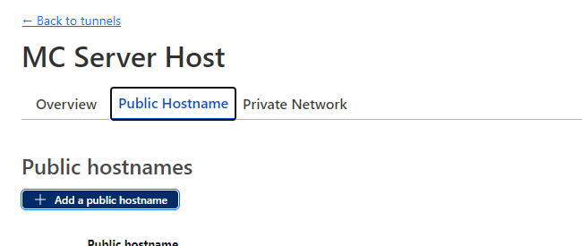 Button to add a public hostname